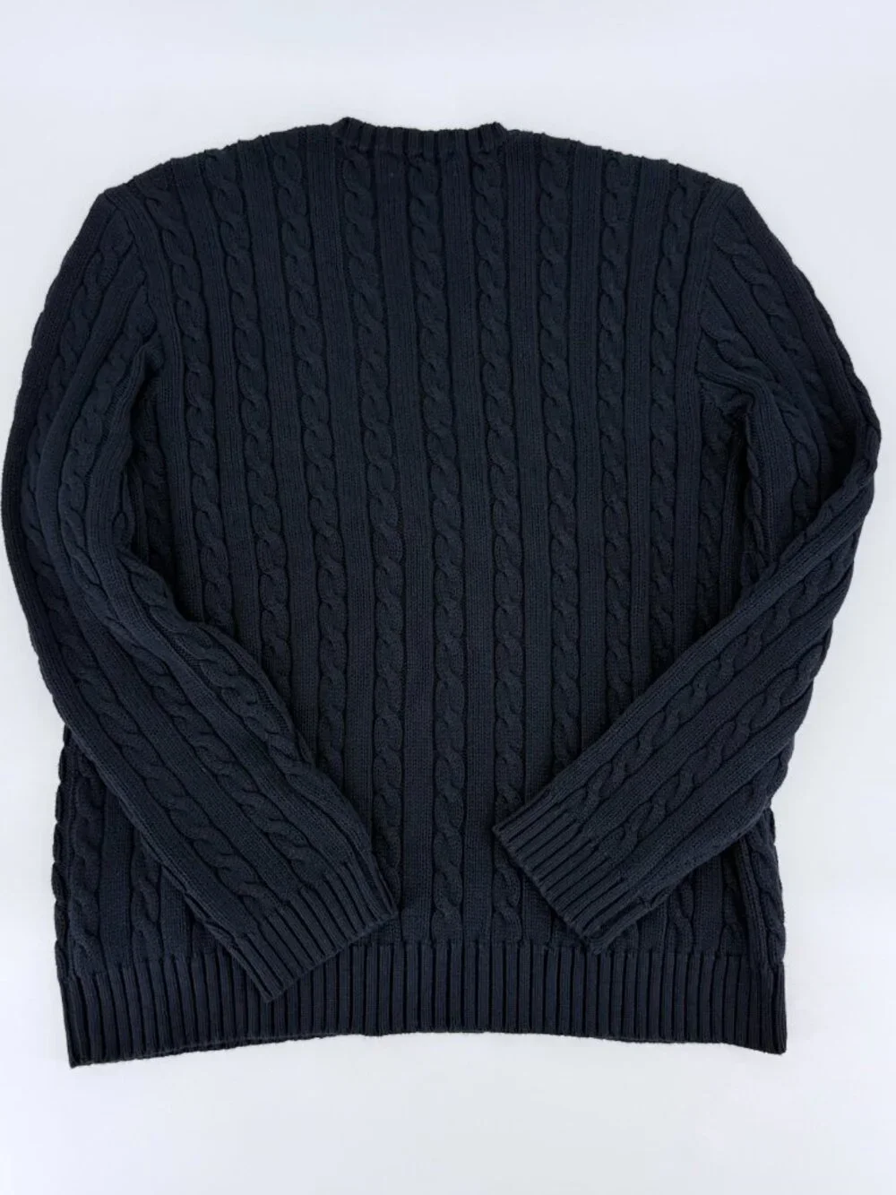 J.Crew Navy Cable Knit Crewneck Sweater XL 100% Cotton